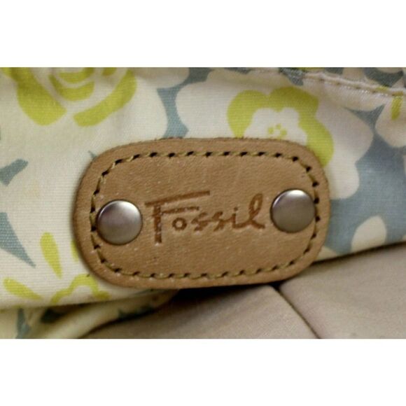 ROOMY FOSSIL FLORAL CANVAS GENUINE LEATHER TOTE HOBO SHOULDER BAG HANDBAG PURSE - Picture 9 of 9